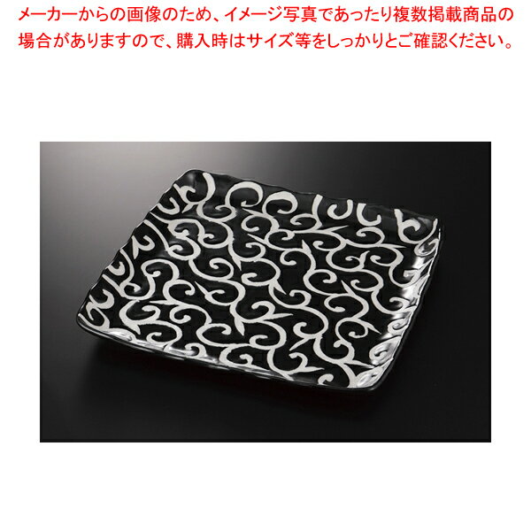 黒唐草 波渕正角尺皿 37K248-05【ECJ】