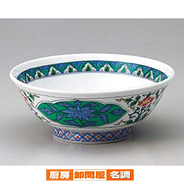 【まとめ買い10個セット品】 ヤ676-218 緑彩間取6.8高台丼【キャンセル/返品不可】