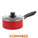 ジャストサイズ IH対応ふっ素加工ガラス蓋付片手鍋16cm(レッド)