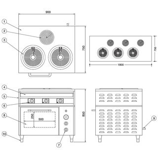 押切電機 電気レンジ (オーブン付) OKRO-280PB 1800×750×850【 押切電機株式会社 ...