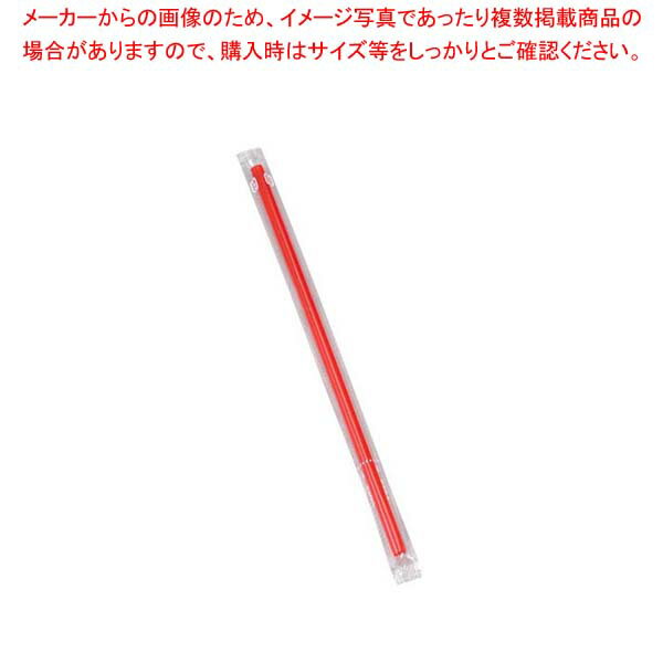 カラーストロー透明袋入り(500本入)ストレート 赤 φ6×210