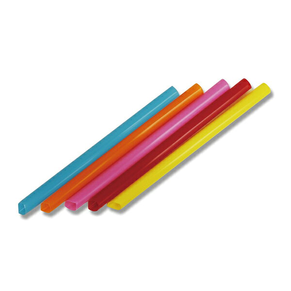 商品の仕様●メーカー名：シバセ工業●JANコード：4582241686480●製品名：タピオカストロー　片先斜め●サイズ：直径12mm×全長18cm●材質：ポリプロピレン■直径12mmの太口ストロー。タピオカが入ったドリンクなどに。ストローの先が斜めカットされてとがっているので、フィルム包装の蓋のドリンクに便利です。赤・黄・オレンジ・ピンク・ブルーの5色アソート。個包装なしの形態です。●入数:130本※商品画像はイメージです。複数掲載写真も、商品は単品販売です。予めご了承下さい。※商品の外観写真は、製造時期により、実物とは細部が異なる場合がございます。予めご了承下さい。※色違い、寸法違いなども商品画像には含まれている事がございますが、全て別売です。ご購入の際は、必ず商品名及び商品の仕様内容をご確認下さい。※原則弊社では、お客様都合(※色違い、寸法違い、イメージ違い等)での返品交換はお断りしております。ご注文の際は、予めご了承下さい。→お買い得な「まとめ買い10個セット」はこちら