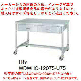 シンコー業務用作業台両面引出H枠 WDWHC-9090-U75 キャスター付