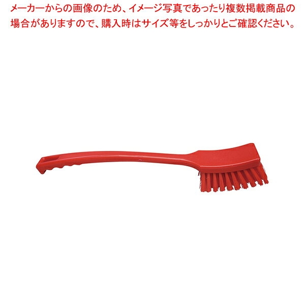 商品の仕様●優れた耐熱性、耐久性とカラーシステムで清潔で美しい作業環境づくりに貢献します。●耐熱性：摂氏130℃まで耐えられる高耐熱性素材を使用することにより、高温での消毒も可能。バクテリアの繁殖を抑え、衛生面も安心です。●耐久性：脱毛しにくい植毛方法採用で安心して長くご使用いただけます。●ブラシを握りやすい柄付きブラシ。●番重・バット・鍋などの清掃に使えます。■サイズ植毛台×先端幅×全長(mm)：90×45×410■重さ260(g)■カラー赤■●耐熱温度：130℃●毛長：40mm※商品画像はイメージです。複数掲載写真も、商品は単品販売です。予めご了承下さい。※商品の外観写真は、製造時期により、実物とは細部が異なる場合がございます。予めご了承下さい。※色違い、寸法違いなども商品画像には含まれている事がございますが、全て別売です。ご購入の際は、必ず商品名及び商品の仕様内容をご確認下さい。※原則弊社では、お客様都合（※色違い、寸法違い、イメージ違い等）での返品交換はお断りしております。ご注文の際は、予めご了承下さい。【end-9-1293】