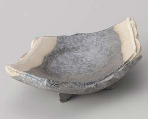 和食器 メ013-018 黒窯変掛け分け変型足付皿【卸問屋名調 おしゃれ 食器 テーブルウェア 業務用 居酒屋 レストラン 喫茶店 ホテル 家庭用】