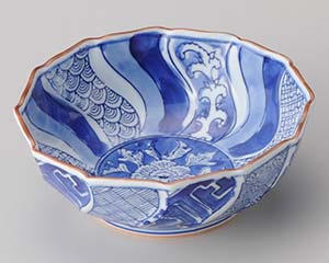 樂天商城 - 【まとめ買い10個セット品】和食器 ミ015-168 染付捻り祥瑞刺身鉢【キャンセル/返品不可】