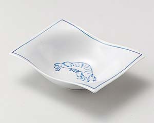 【まとめ買い10個セット品】和食器 ロ034-018 海老画四方型向付【キャンセル/返品不可】