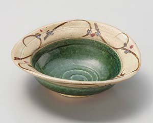 【まとめ買い10個セット品】和食器 ネ034-158 織部たこ唐草ひねり4.5寸鉢【キャンセル/返品不可】