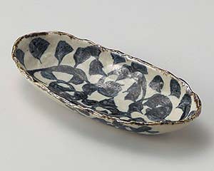 【まとめ買い10個セット品】和食器 オ036-148 タコ唐草楕円前菜皿【キャンセル/返品不可】