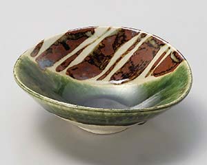 【まとめ買い10個セット品】和食器 ネ029-018 手描き織部十草たわみ取り鉢【キャンセル/返品不可】