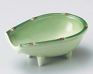 【まとめ買い10個セット品】和食器 ロ061-068 緑彩箕型小鉢【キャンセル/返品不可】