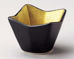 【まとめ買い10個セット品】和食器 ウ076-198 黒釉内金四ツ山小付【キャンセル/返品不可】