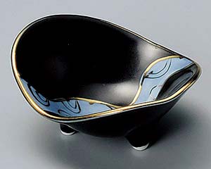 【まとめ買い10個セット品】和食器 ミ084-288 黒釉流水金彩石庭珍味【キャンセル/返品不可】