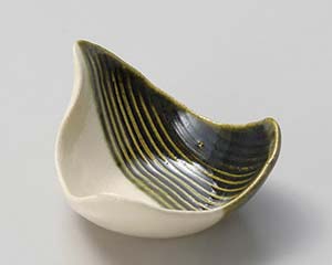 【まとめ買い10個セット品】和食器 イ085-428 織部塗り分け 千鳥珍味【キャンセル/返品不可】