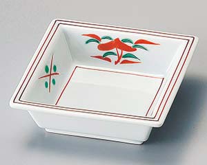 【まとめ買い10個セット品】和食器 イ100-228 赤絵花四角鉢【キャンセル/返品不可】