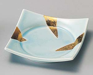 【まとめ買い10個セット品】和食器 ミ100-168 青白金彩正角皿【キャンセル/返品不可】