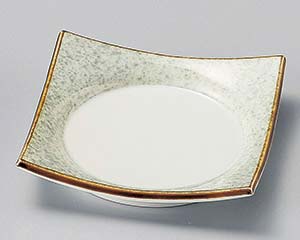 【まとめ買い10個セット品】和食器 ミ101-128 渕サビグリーン吹正角皿【キャンセル/返品不可】