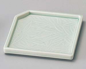 【まとめ買い10個セット品】和食器 ト101-238 青磁笹角皿【キャンセル/返品不可】