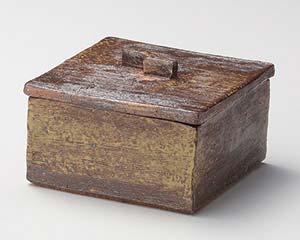 【まとめ買い10個セット品】和食器 ミ105-058 備前風 正角蓋物【キャンセル/返品不可】