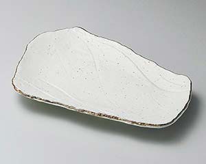 【まとめ買い10個セット品】和食器 ツ145-108 渕サビ巻粉引荒瀬焼物皿【キャンセル/返品不可】