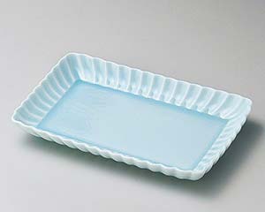 【まとめ買い10個セット品】和食器 ユ144-168 かすみ青白17cm長角皿【キャンセル/返品不可】