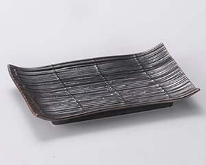 【まとめ買い10個セット品】和食器 ロ151-118 鉄砂 長角8.0皿【キャンセル/返品不可】