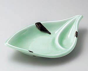 【まとめ買い10個セット品】和食器 ト152-048 緑葉千代口付皿【キャンセル/返品不可】