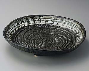 和食器 ト172-148 灰釉白流し尺三皿【卸問屋名調 おしゃれ 食器 テーブルウェア 業務用 居酒屋 レストラン 喫茶店 ホテル 家庭用】