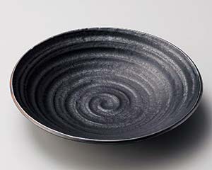【まとめ買い10個セット品】和食器 ハ179-048 黒水晶荒引大皿【キャンセル/返品不可】