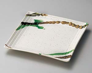 【まとめ買い10個セット品】和食器 ロ189-068 粉引黒オリベ流し段々大皿【キャンセル/返品不可】