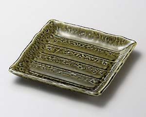 【まとめ買い10個セット品】和食器 カ193-208 アジアン織部角皿【キャンセル/返品不可】