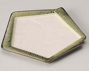 【まとめ買い10個セット品】和食器 ホ220-148 織部渕十草五角皿(小)【キャンセル/返品不可】