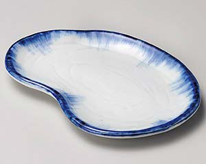 和食器 ツ222-168 呉須刷毛空豆型デザート皿【卸問屋名調 おしゃれ 食器 テーブルウェア 業務用 居酒屋..