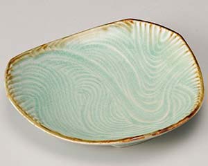 【まとめ買い10個セット品】和食器 ト228-078 翠玉流水5.0三角皿【キャンセル/返品不可】