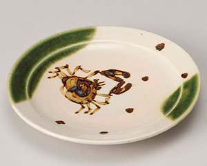 和食器 ロ228-578 織部かに絵3.0丸皿