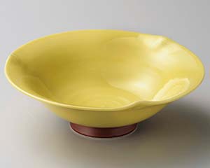 【まとめ買い10個セット品】和食器 テ268-518 黄釉高台三ツ押5.0鉢【キャンセル/返品不可】