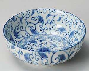 【まとめ買い10個セット品】和食器 キ270-058 藍彩菊型5.5鉢【キャンセル/返品不可】