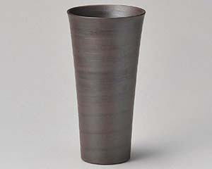 【まとめ買い10個セット品】和食器 テ275-048 黒サビ乱線ロングビヤーカップ【キャンセル/返品不可】