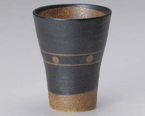 【まとめ買い10個セット品】和食器 ト274-208 黒釉水玉カップ計量ライン付【キャンセル/返品不可】