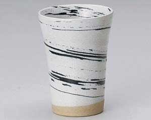 【まとめ買い10個セット品】和食器 タ277-298 黒刷毛千段カップ【キャンセル/返品不可】