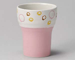 【まとめ買い10個セット品】和食器 ト277-078 ピンク水玉 ゴブレット【キャンセル/返品不可】