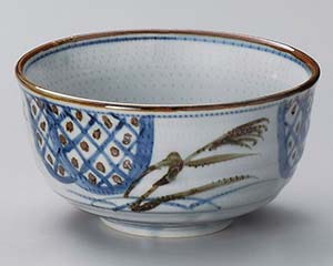 【まとめ買い10個セット品】和食器 オ334-118 間取ススキ5.5腰張丼【キャンセル/返品不可】