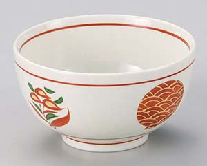 【まとめ買い10個セット品】和食器 ホ346-248 赤絵波丸紋お好丼(小)【キャンセル/返品不可】