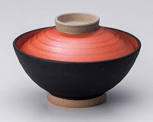 【まとめ買い10個セット品】和食器 ロ358-358 黒塗内朱蓋付大茶【キャンセル/返品不可】