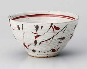 【まとめ買い10個セット品】和食器 ト362-168 赤絵サビ唐草飯碗【キャンセル/返品不可】