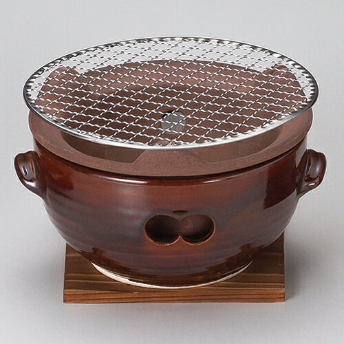 和食器 ス416-138 アメ釉水コンロ(小)(金網・敷板付)【卸問屋名調 おしゃれ 食器 テーブルウェア 業務用 居酒屋 レストラン 喫茶店 ホテル 家庭用】