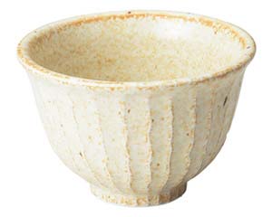 【まとめ買い10個セット品】和食器 オ423-128 窯変志野 しのぎ飯碗【キャンセル/返品不可】