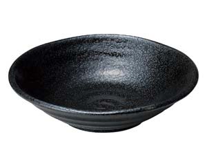 和食器 ミ484-598 ゆらり黒結晶 4.5寸深皿【ECJ】