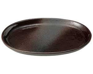 【まとめ買い10個セット品】和食器 ロ465-078 鉄釉布目 小判7.0皿【キャンセル/返品不可】