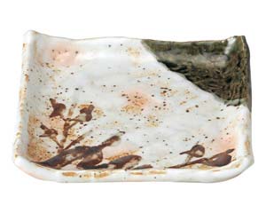 【まとめ買い10個セット品】和食器 ツ488-698 白タタキサビ木 正角皿【キャンセル/返品不可】